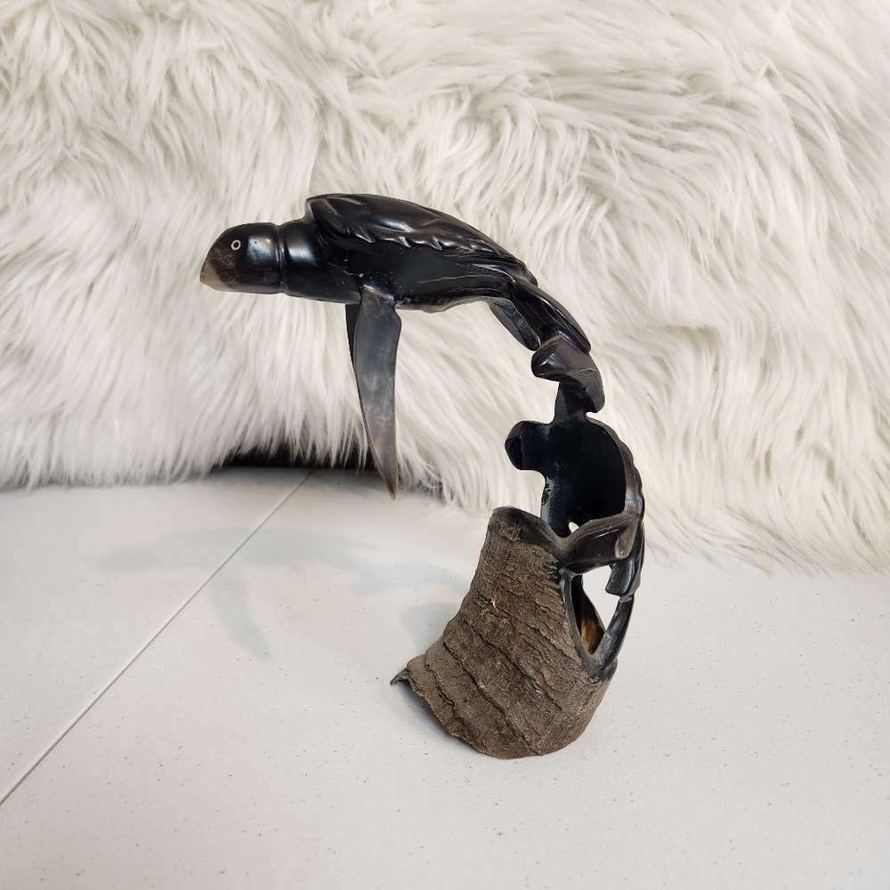 Vintage Sea Turtle Carving Horn Folk Art Cuba Eclectic Sculpture Figurine Boho